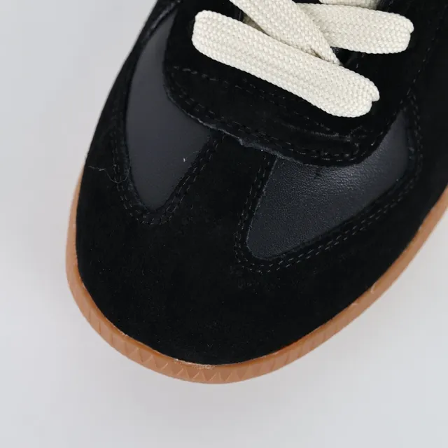 Maison Margiela Black Beige Panelled Suede And Leather Upper Cream Flat Laces Lifestyle Sneakers 5
