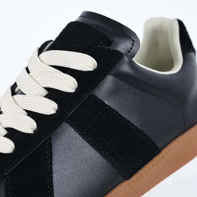 Maison Margiela Black Beige Panelled Suede And Leather Upper Cream Flat Laces Lifestyle Sneakers 6