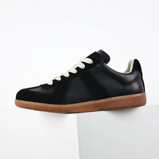 Maison Margiela Black Beige Panelled Suede And Leather Upper Cream Flat Laces Lifestyle Sneakers 9
