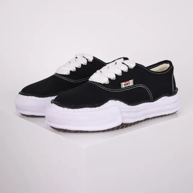 MMY Black White Canvas Upper Thick Wavy Midsole Sneakers 2