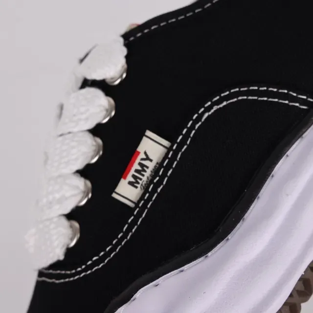 MMY Black White Canvas Upper Thick Wavy Midsole Sneakers 6