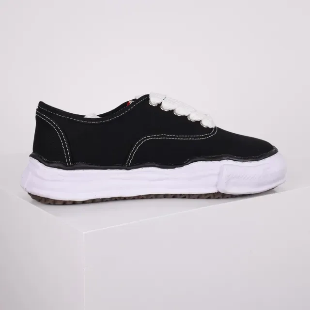 MMY Black White Canvas Upper Thick Wavy Midsole Sneakers 7