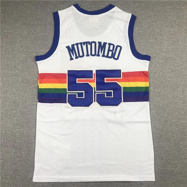 Mitchell & Ness 1991-92 Dikembe Mutombo Hardwood Classics White Rainbow Mountain Jersey 3