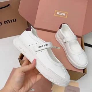 Miu Miu Arcadie White Leather Mary Jane Shoes