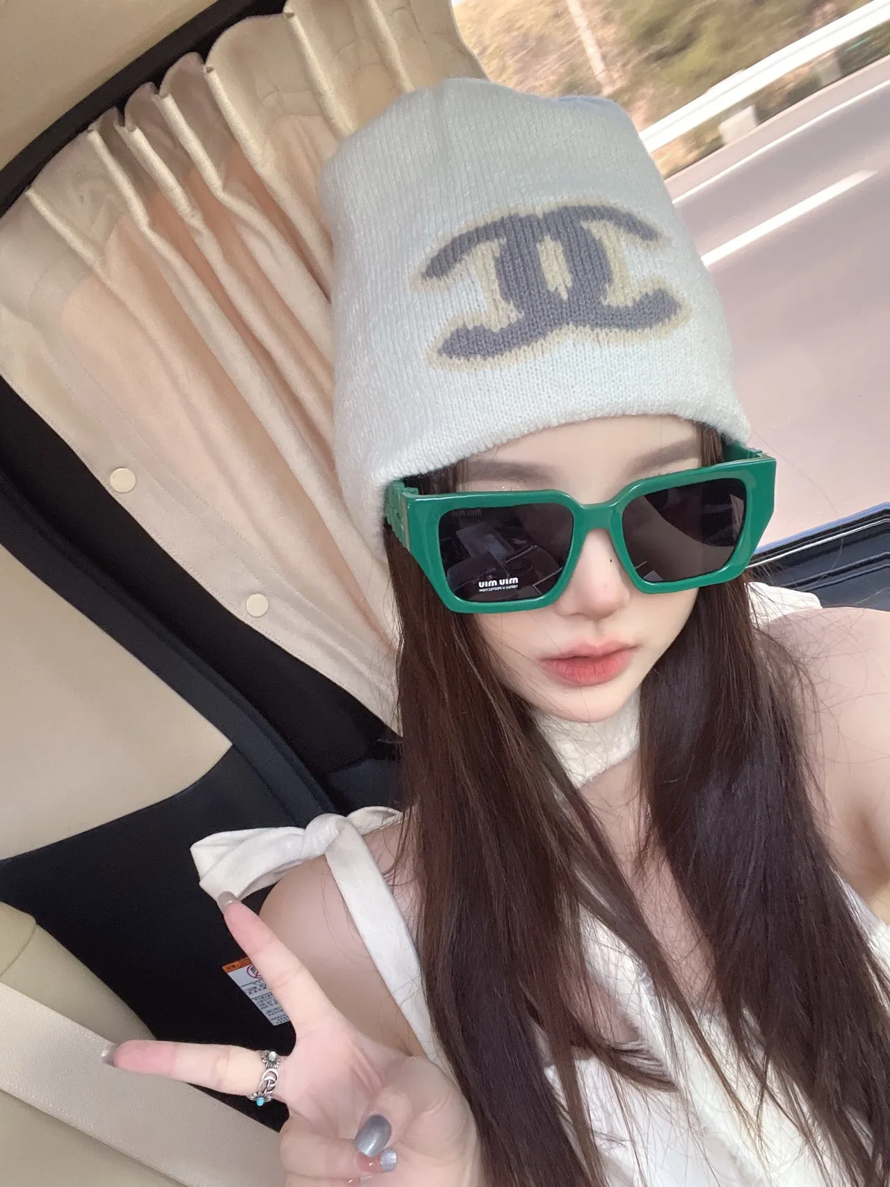 Miu Miu Black Gold Oversized Rectangular Frame Stacked Logo Hardware Sunglasses 2