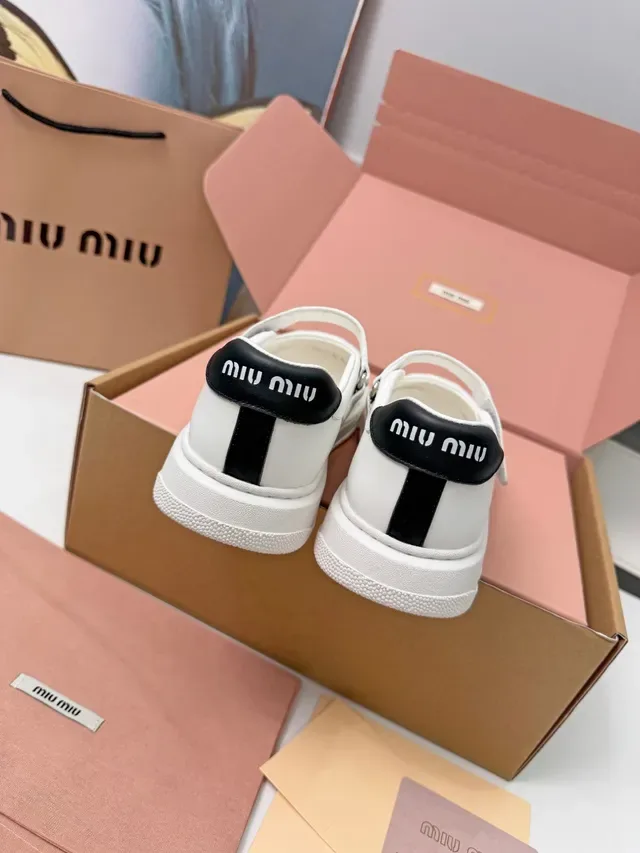 Miu Miu White Black Leather Single Strap Mary Jane Shoes 4