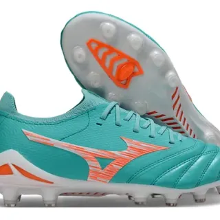 Mizuno Blue Orange Low-Cut Synthetic Leather Upper Firm-Ground Soccer Shoes
