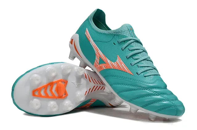 Mizuno Blue Orange Low-Cut Synthetic Leather Upper Firm-Ground Soccer Shoes 2