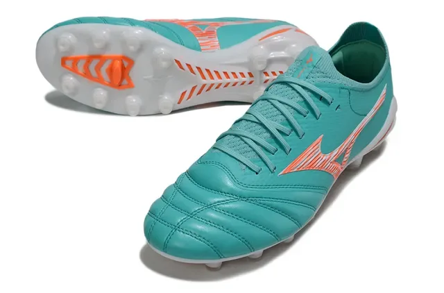 Mizuno Blue Orange Low-Cut Synthetic Leather Upper Firm-Ground Soccer Shoes 3