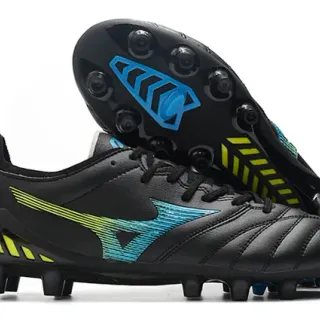Mizuno Morelia Neo Black Neon Yellow Blue Firm-Ground Soccer Shoes
