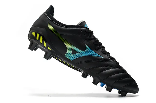 Mizuno Morelia Neo Black Neon Yellow Blue Firm-Ground Soccer Shoes 2