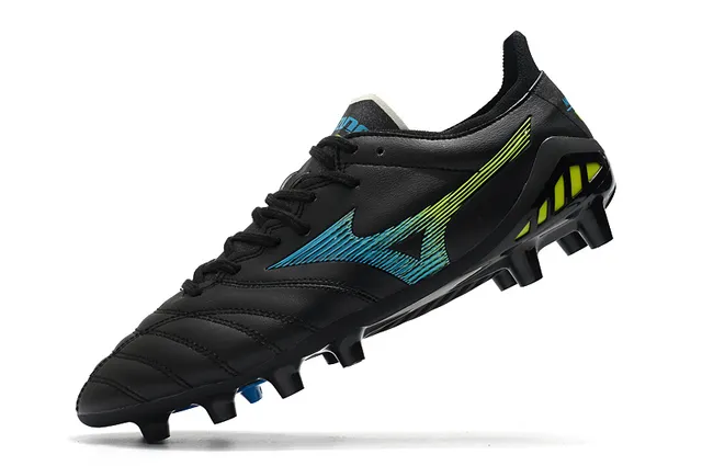 Mizuno Morelia Neo Black Neon Yellow Blue Firm-Ground Soccer Shoes 3
