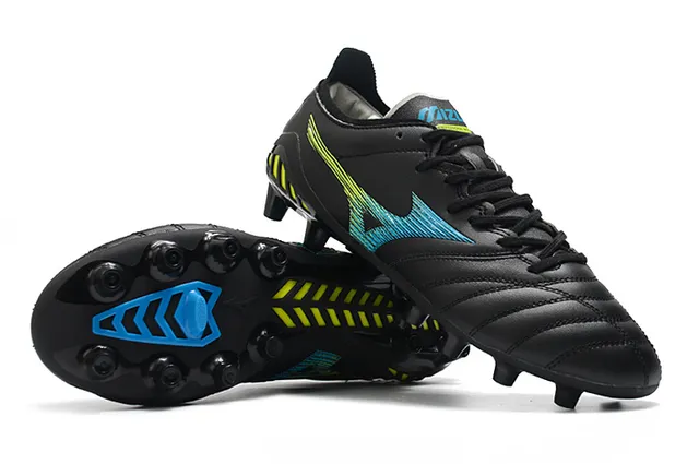 Mizuno Morelia Neo Black Neon Yellow Blue Firm-Ground Soccer Shoes 4