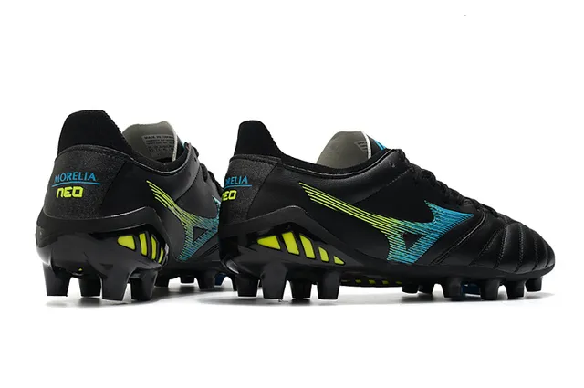 Mizuno Morelia Neo Black Neon Yellow Blue Firm-Ground Soccer Shoes 5