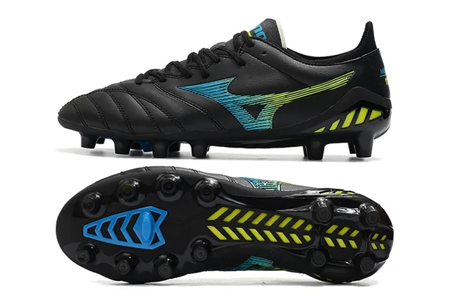 Mizuno Morelia Neo Black Neon Yellow Blue Firm-Ground Soccer Shoes 6