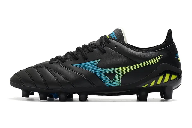 Mizuno Morelia Neo Black Neon Yellow Blue Firm-Ground Soccer Shoes 7