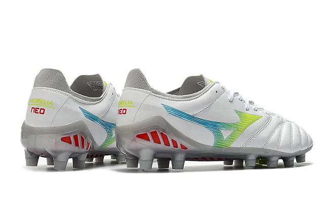 Mizuno White Multicolor Quilted Synthetic Upper Gradient Wave Graphic Firm-Ground Soccer Shoes 5