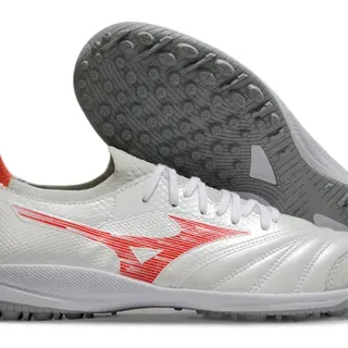 Mizuno White Red Low-Cut Lace-Up Synthetic Mesh Upper Turf Soccer Shoes
