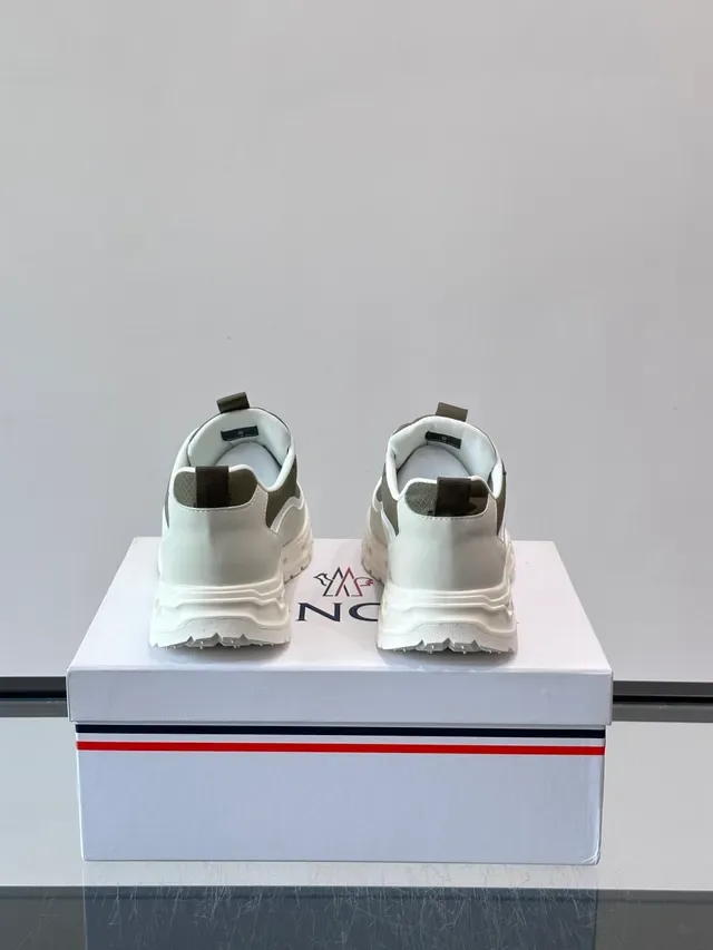 Moncler Army Green White Olive Textile Upper Sculpted Midsole Sneakers 3