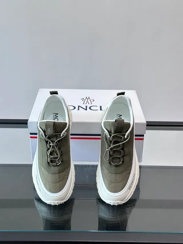 Moncler Army Green White Olive Textile Upper Sculpted Midsole Sneakers 4