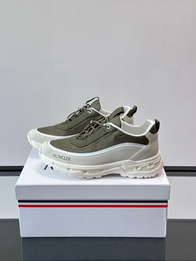 Moncler Army Green White Olive Textile Upper Sculpted Midsole Sneakers 5