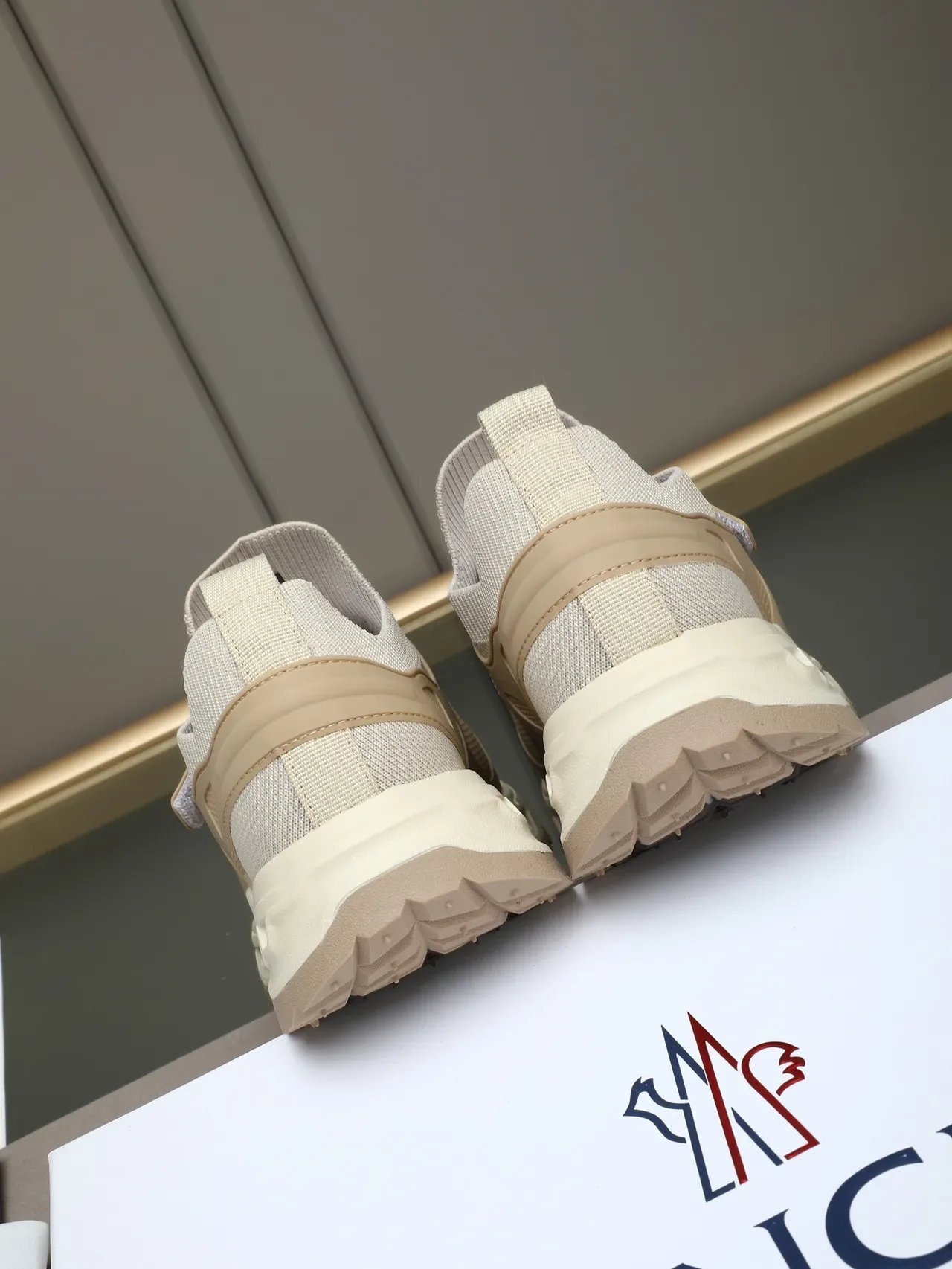 Moncler Beige Mesh and Synthetic Slip-On Lifestyle Sneaker 3