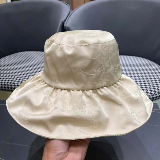 Moncler Cream Wide-Brimmed Soft-Crown Bucket Hat 8