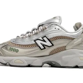 New Balance 1000 Metallic Silver Beige Chunky Sneakers