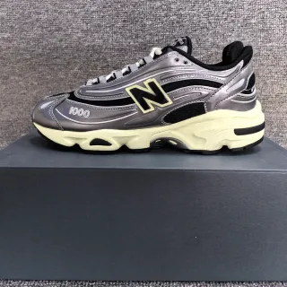 New Balance 1000 Metallic Silver Black Cream Chunky Sneakers