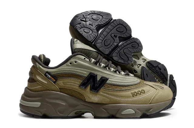 New Balance Vert Militaire Marron Semelle Médiane Épaisse Stratifiée Synthétique Et Daim Supérieur Sneakers Style De Vie 4