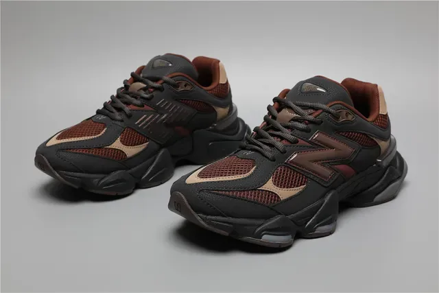 New Balance أسود وبني Chunky Midsole Mesh و Synthetic Overlay Lifestyle Sneakers 5