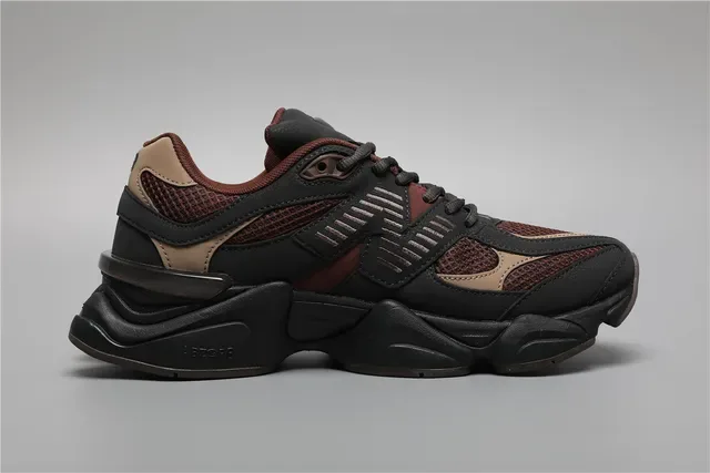 New Balance أسود وبني Chunky Midsole Mesh و Synthetic Overlay Lifestyle Sneakers 8