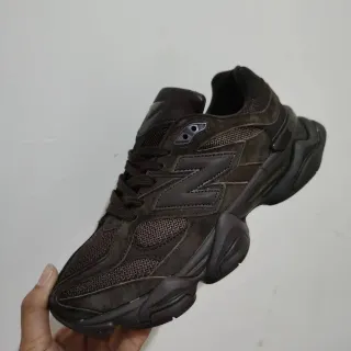 New Balance Brown Sole Mixed Suede And Mesh Upper Chunky Sneakers