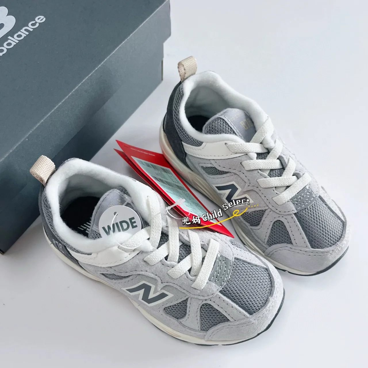 New Balance رمادي أبيض وسط طبقة شبكية و جلد الغزال العلوي حذاء رياضي سميك 9