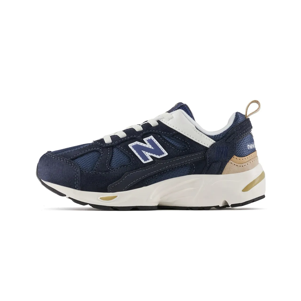 New Balance رمادي أبيض وسط طبقة شبكية و جلد الغزال العلوي حذاء رياضي سميك 23