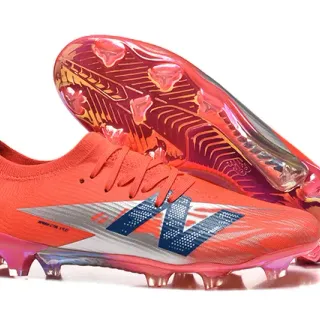 New Balance Orange Blue Low-Cut Sock-Fit Upper Asymmetric Lacing System Firm-Ground Soccer Shoes