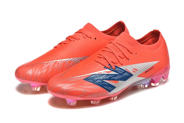 New Balance Chaussures de football terrain ferme orange bleu low-cut upper ajustement chaussette système de lacets asymétrique 8