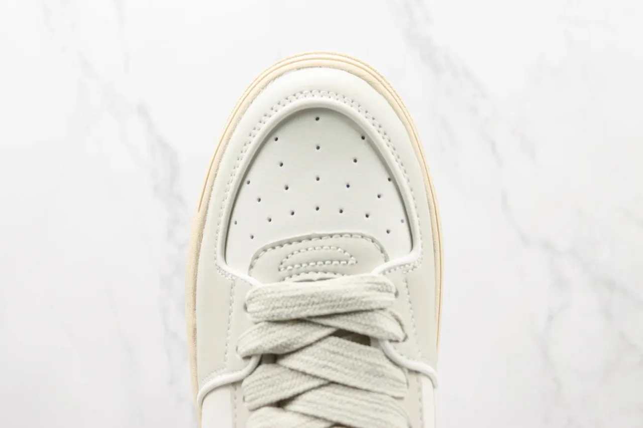 New Era Crossover Bege Cinza Low-Top Plataforma Oversized NY Logo Sneakers Lifestyle 6