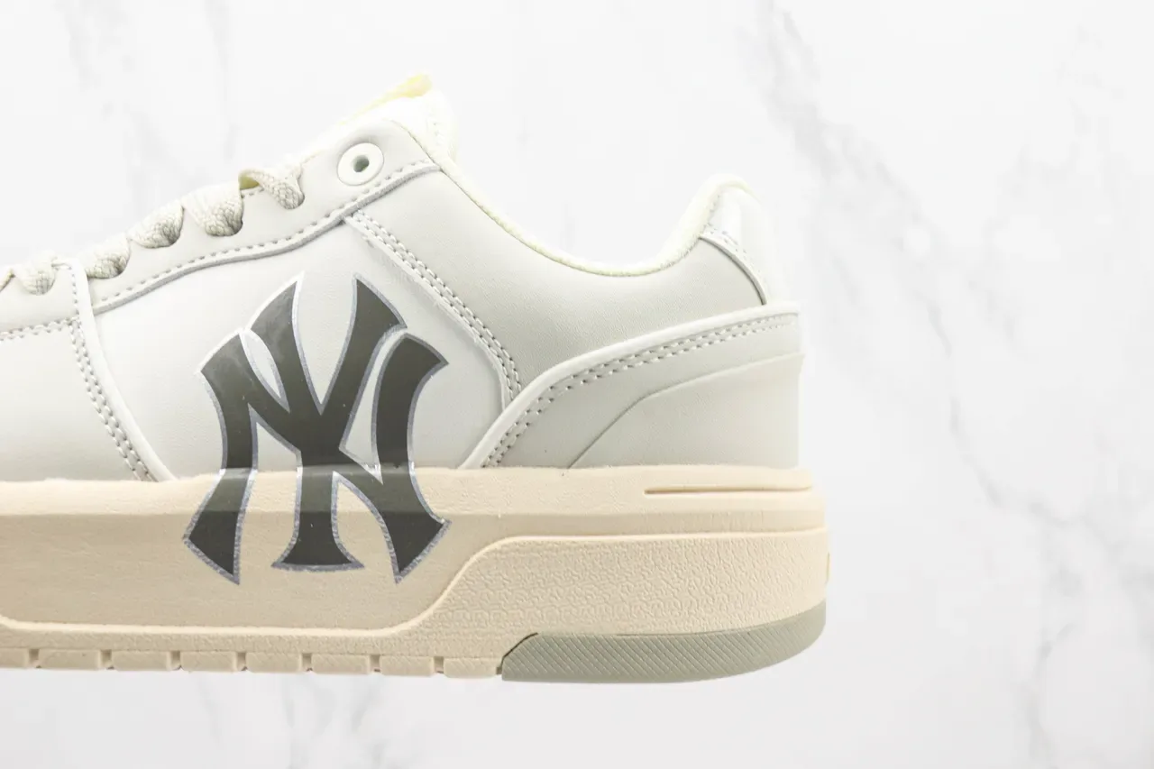 New Era Crossover Bege Cinza Low-Top Plataforma Oversized NY Logo Sneakers Lifestyle 7