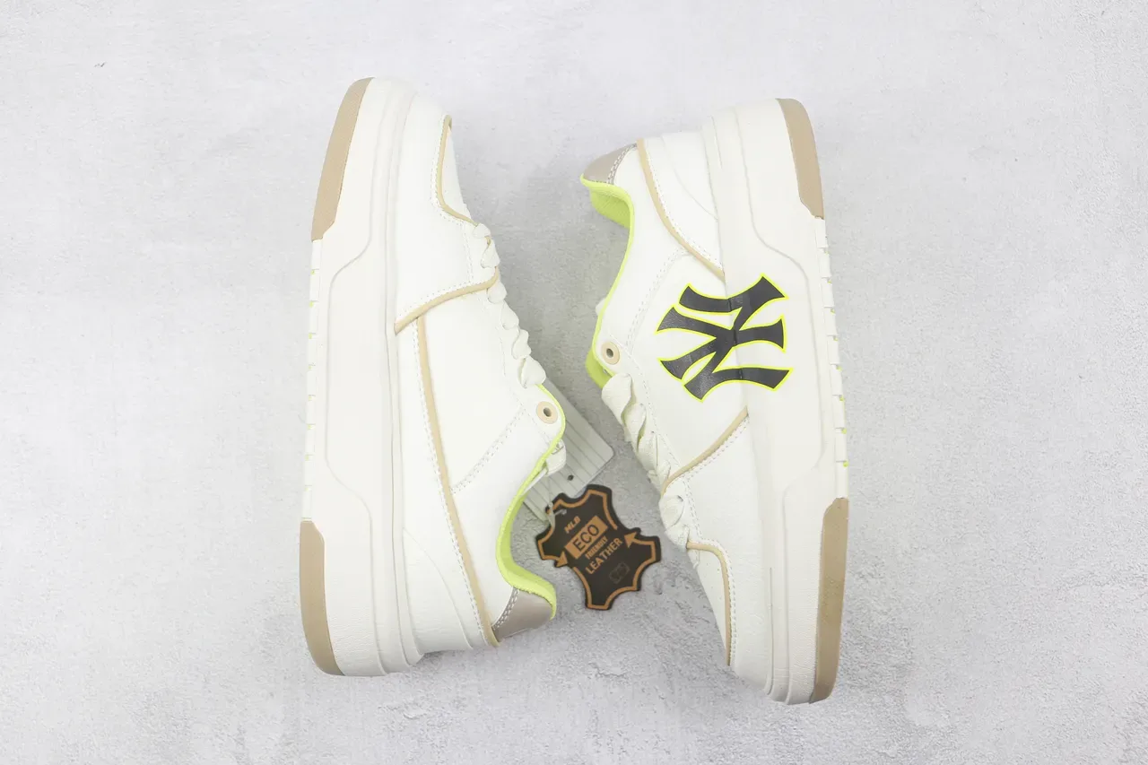 New Era MLB Lifestyle Sneaker White Yellow Low-Top Platform Leather-Textured Upper Lifestyle Sneakers 2