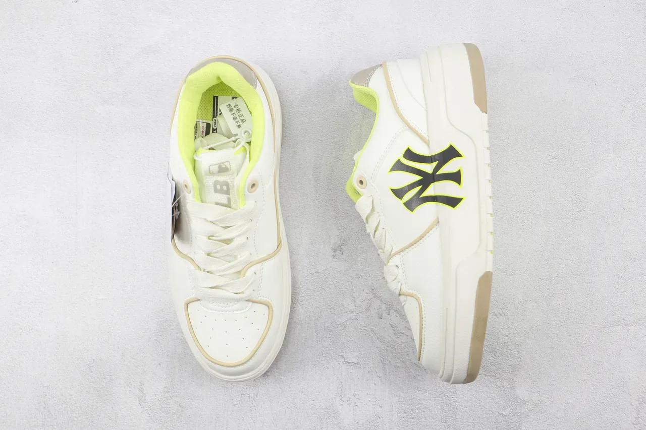 New Era MLB Lifestyle Sneaker White Yellow Low-Top Platform Leather-Textured Upper Lifestyle Sneakers 3