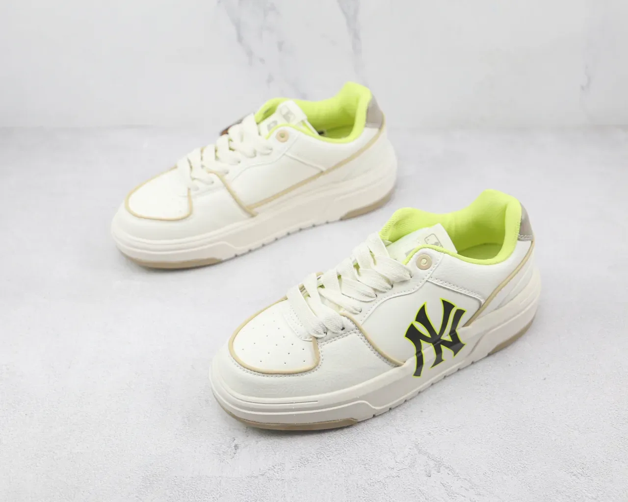 New Era MLB Lifestyle Sneaker White Yellow Low-Top Platform Leather-Textured Upper Lifestyle Sneakers 4