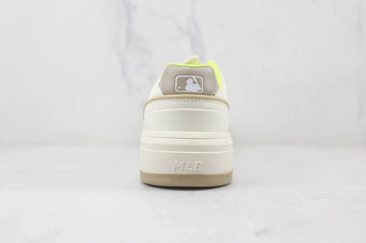 New Era MLB Lifestyle Sneaker White Yellow Low-Top Platform Leather-Textured Upper Lifestyle Sneakers 9