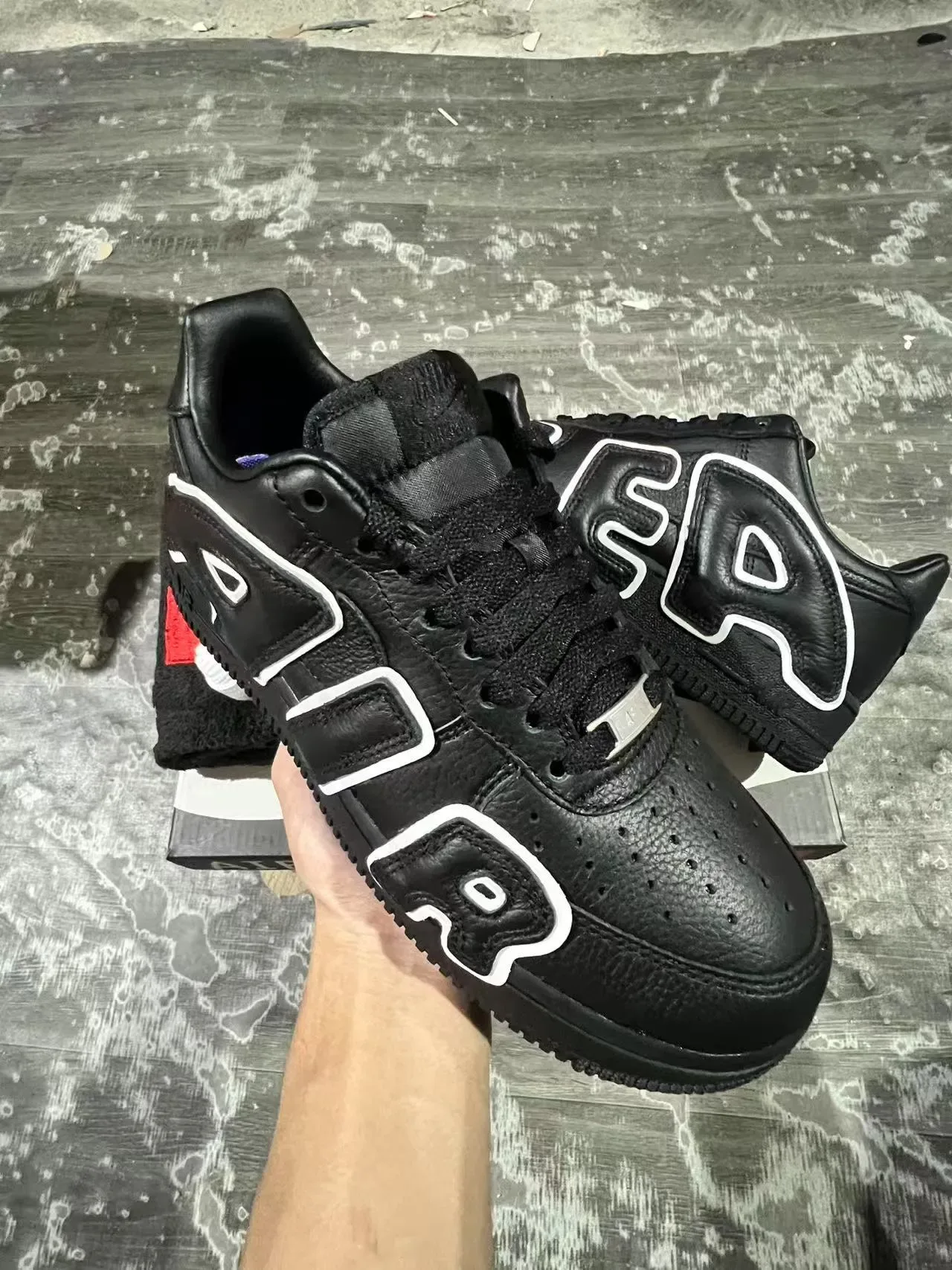 Nike Air Force 1 Black Oversized AIR Lettering Lifestyle Sneakers 2