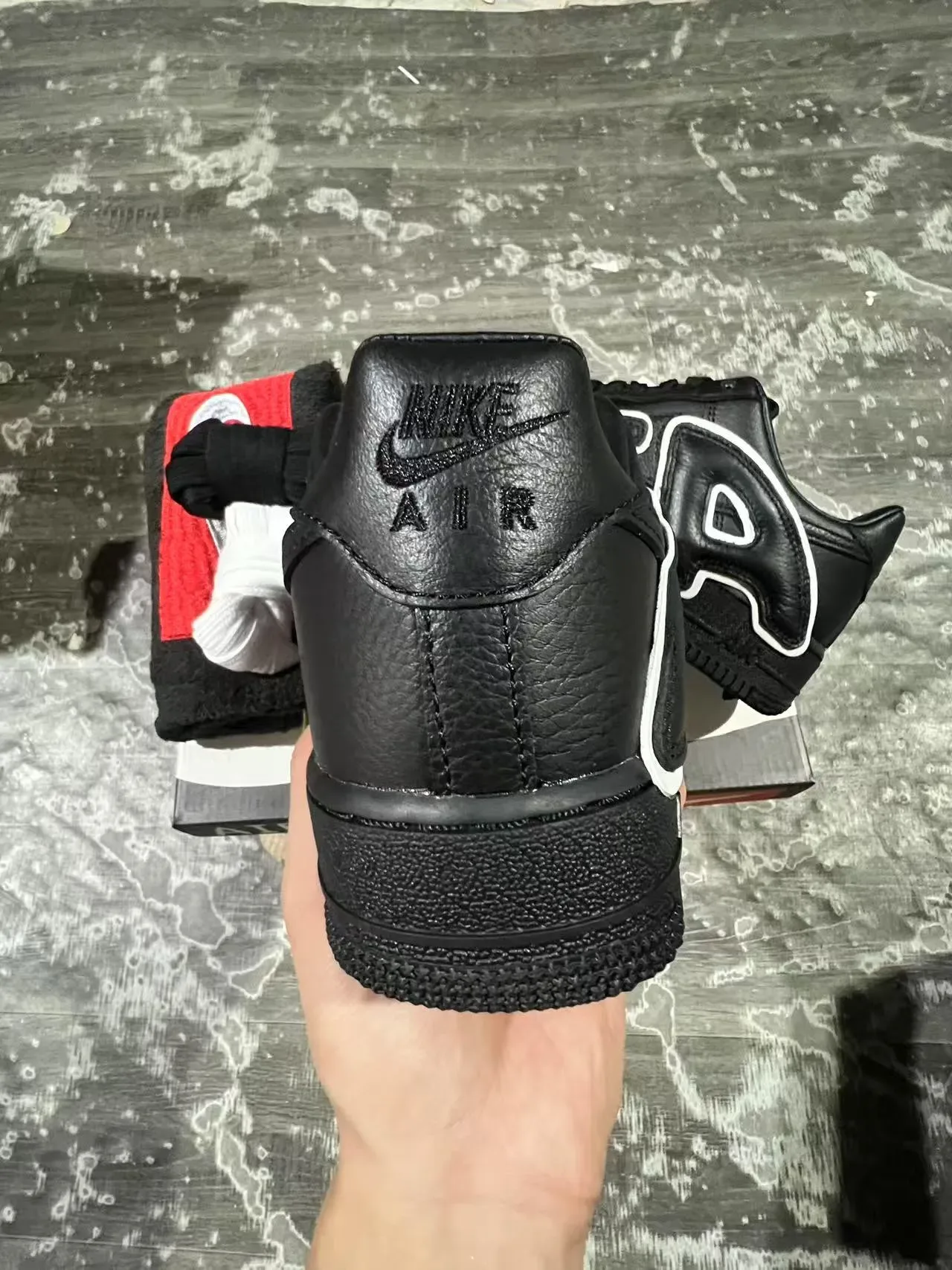 Nike Air Force 1 Black Oversized AIR Lettering Lifestyle Sneakers 7