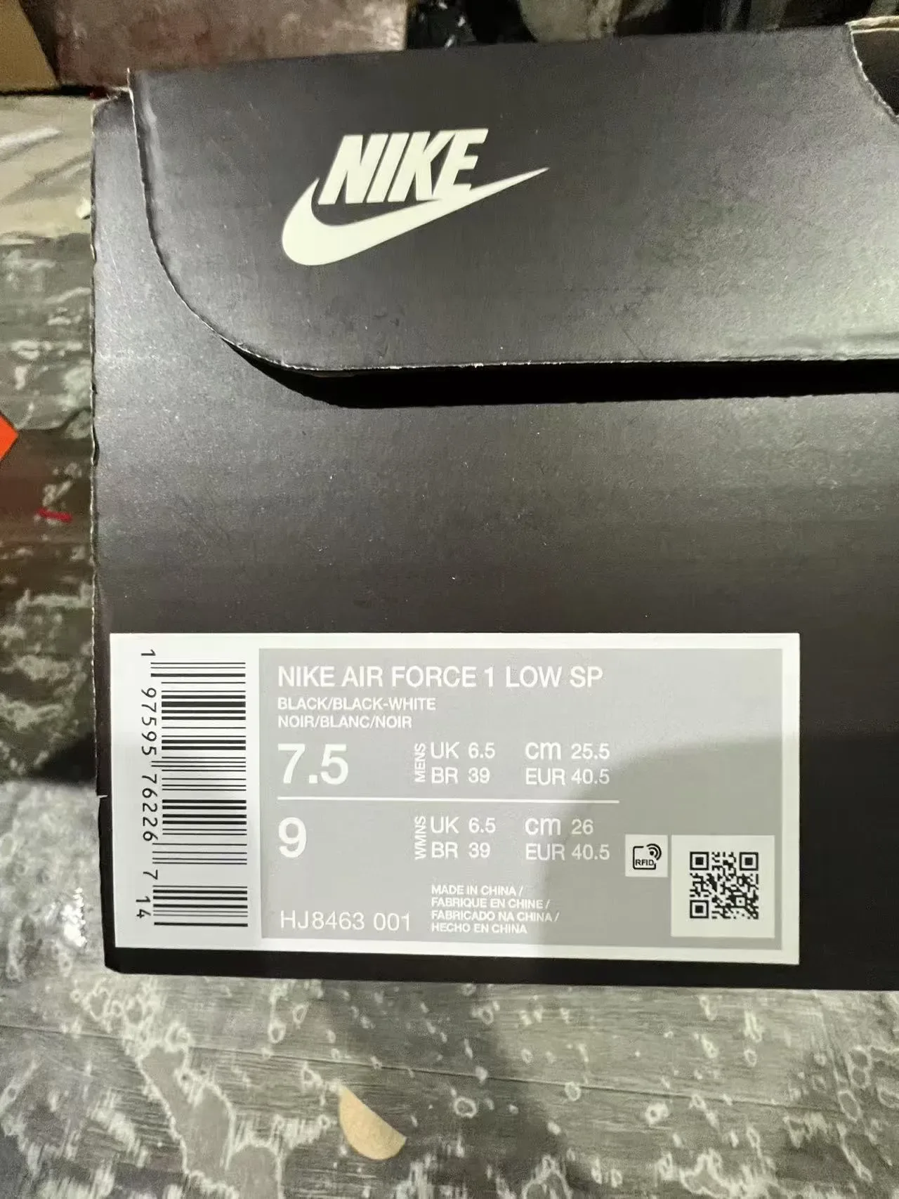 Nike Air Force 1 Black Oversized AIR Lettering Lifestyle Sneakers 9