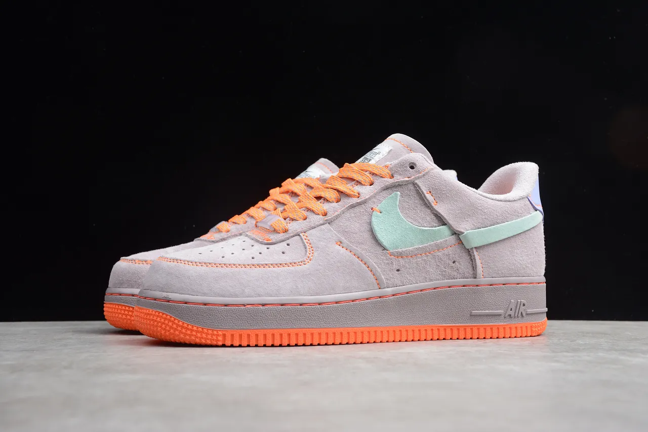 Nike Air Force 1 Gray Mint Orange Lifestyle Sneakers 6
