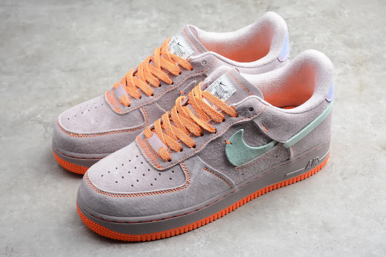 Nike Air Force 1 Gray Mint Orange Lifestyle Sneakers 15