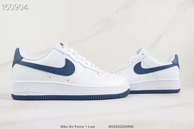 Nike Air Force 1 Low White and Navy Lifestyle Sneakers 4