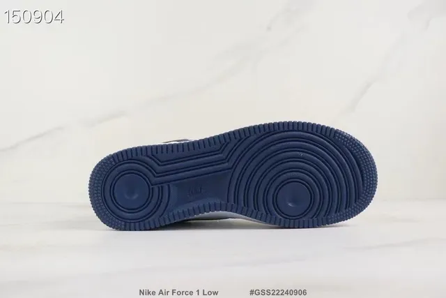 Nike Air Force 1 Low White and Navy Lifestyle Sneakers 6